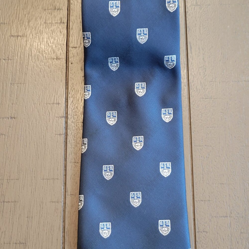 Cravateur Comme Soie Silk Dark Blue GSB Graduate School Design Men's Neck Tie - Picture 6 of 8